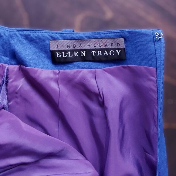 Vtg blue linen Linda Allard Ellen Tracy pencil skirt - Picture 3 of 16